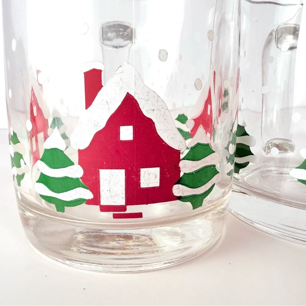 Vintage Crate & Barrel Luminarc French Clear Christmas Tree Mugs set of 2